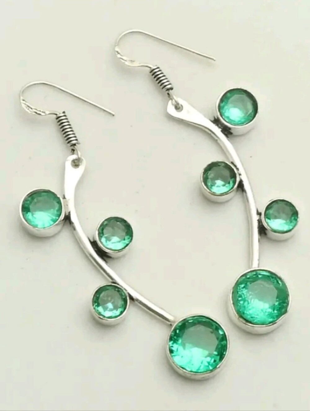 Green Apatite Gemstone Jewelry 925 Sterling Silver Handmade Drop Dangle Earrings